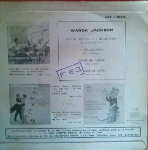 Wanda Jackson Spanish EP back/contraportada